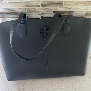 NWT Tory Burch black leather tote